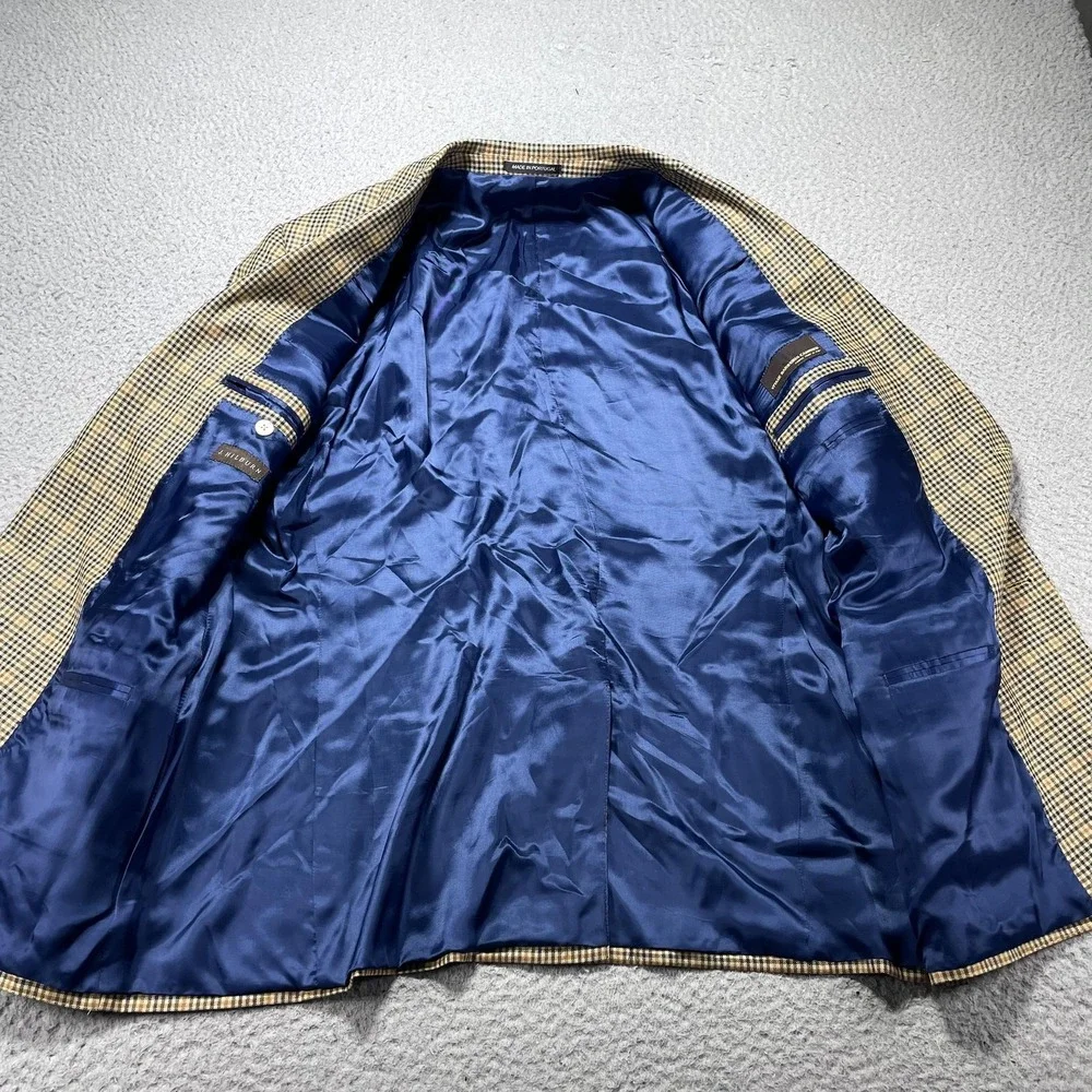 J. Hilburn Sport Coat Mens 44R Beige Check Wool Vitale Barberis Canonico Blazer